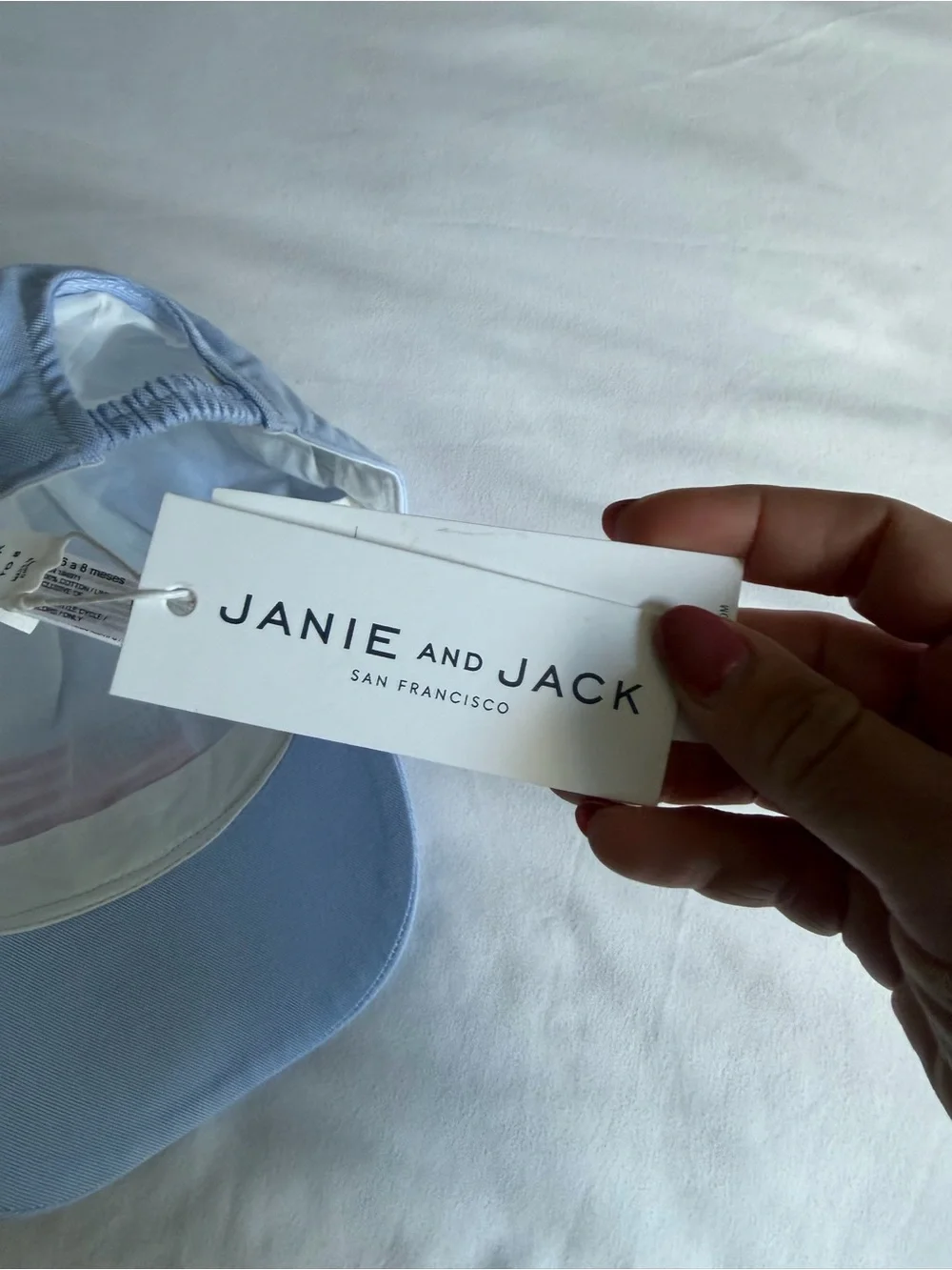 NWT Janie and Jack American Flag Embroidery Light Blue Oxford Baseball Cap